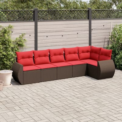 vidaXL Patio Sofa Set with Cushions Outdoor Conversation Furniture Poly Rattan - 24.4 x 24.4 x 27.2