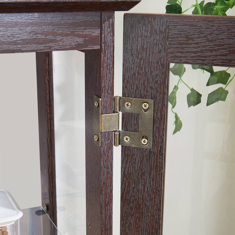 GDF Studio - American Retro Curio Cabinet with Lighted Display & Mirrored Back