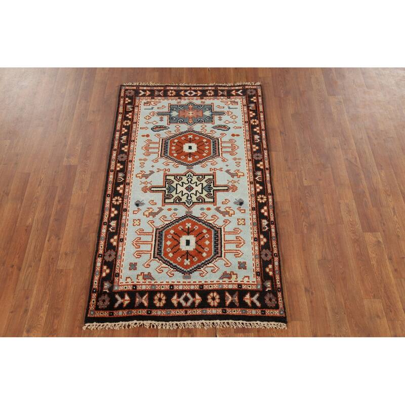 Khotan Indian Accent Rug Hand-Knotted Wool Carpet - 2'11"x 5'1"