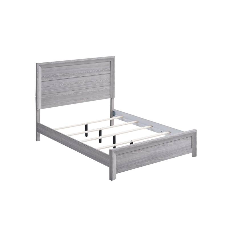 Laide Full Bed, Panel Style Headboard, Rustic Farmhouse Driftwood Gray