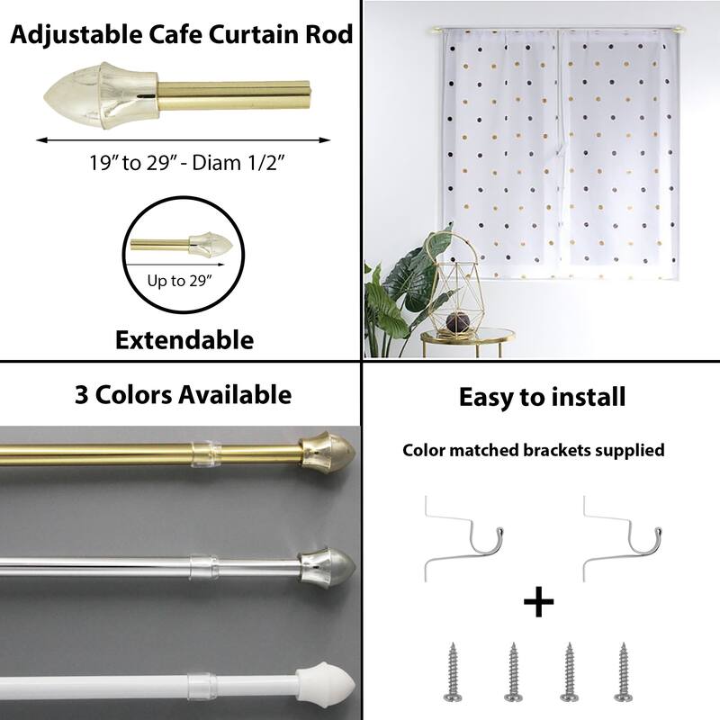 Cafe Curtain Rod Adjustable - Diam 1/2 in