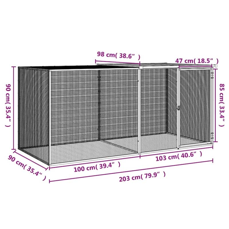 vidaXL Chicken Cage with Roof Light Gray/Anthracite multisize Galvanized Steel