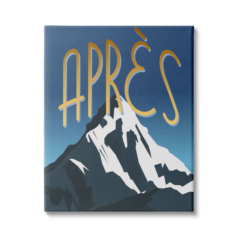 Stupell Après Mountain Ski Sport Winter Landmark Blue Grey Canvas Wall Art