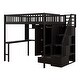 preview thumbnail 7 of 7, Full Size Wood Loft Bed with Bookshelf, Stairs Drawers, Desk and Wardrobe