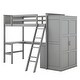 preview thumbnail 15 of 22, Solid Pine Loft Bed with Desk, Shelves, Wardrobe, and Guardrails