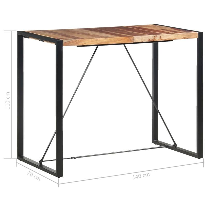 vidaXL Bar Table 55.1"x27.6"x43.3" Solid Sheesham Wood