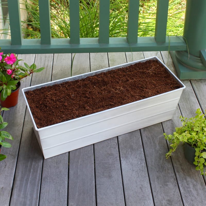 Achla Designs 24" W Medium Galvanized Steel Indoor Outdoor Bloom Box Garden Growing Kit, Garden Accent