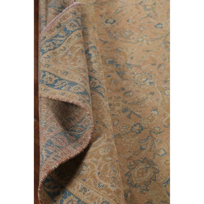 Traditional Mashad Persian Vintage Area Rug Handmade Wool Carpet - 9'7"x 13'3"