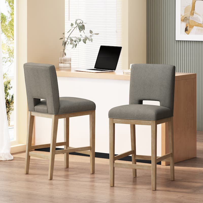 Roomfitters Mid-Century Modern Bentwood Bar Stool with Swivel Faux Leather Seat and Chrome Footrest, Gray - Grey