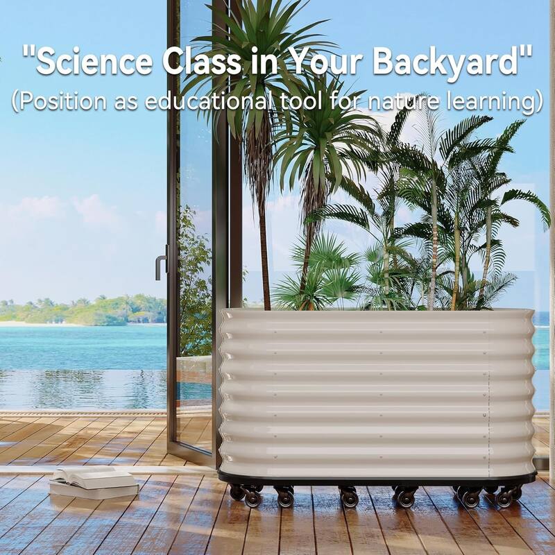 59x24x28inin Galvanized Raised Garden Bed with Wheels and Water Reservoir Portable Rolling Elevated Raised Garden Bed Gray