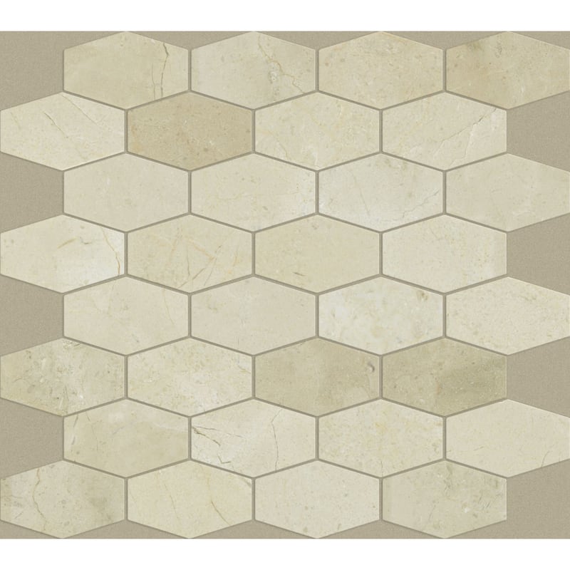 Shaw Chateau Stretch Hex Mosaic - 11-13/16" x 12-3/16" Hexagon - Crema Marfil