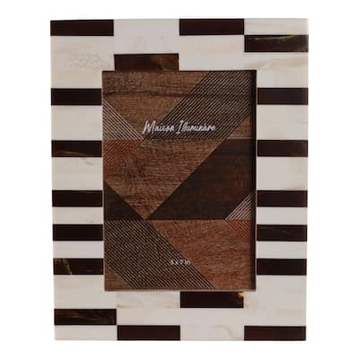 Resin Picture Frame Geometric Cutout Design Modern Glam - 5x7" Brown