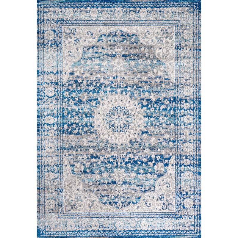 JONATHAN Y Denia Ornate Bohemian Medallion Area Rug - 8 X 10 - Blue/Dark Gray