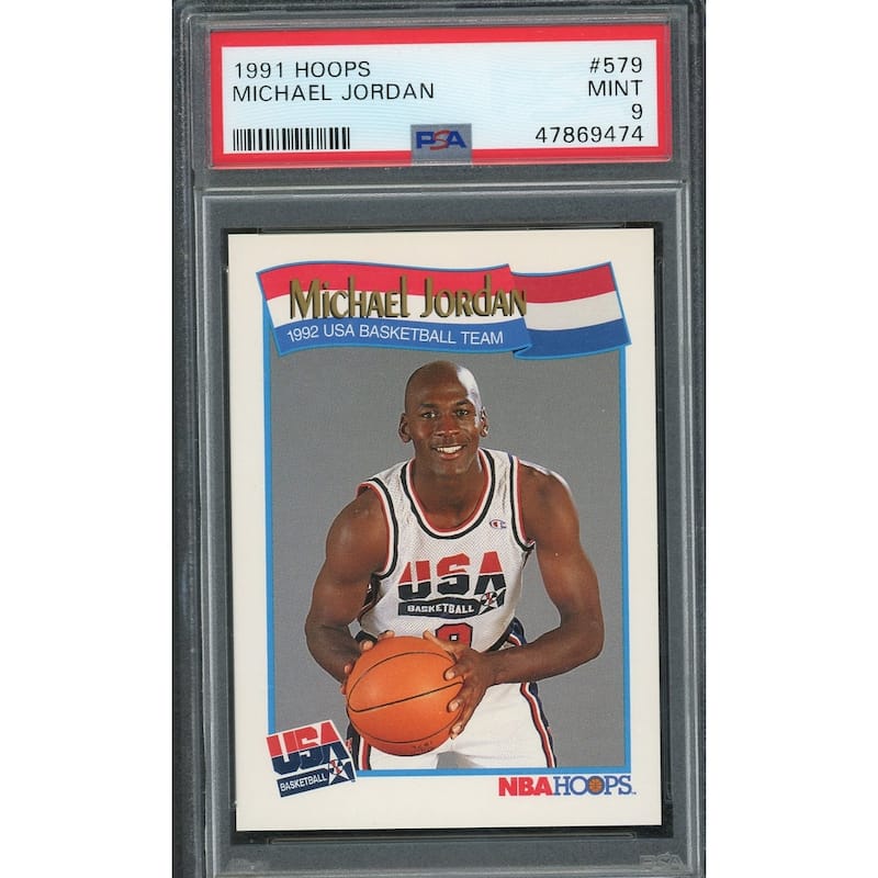 Michael Jordan Team USA Dream Team 1991 Hoops Basketball Card #579 Graded PSA 9 MINT - 8'6" x 11'6"