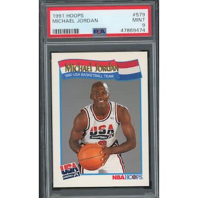 Michael Jordan Team USA Dream Team 1991 Hoops Basketball Card #579 Graded PSA 9 MINT - 8'6" x 11'6"