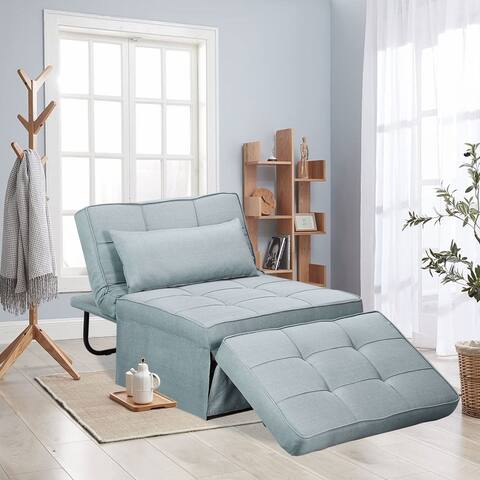 Convertible Single Sofa Bed Sleeper Sofa Chair Couch Folding Ottoman