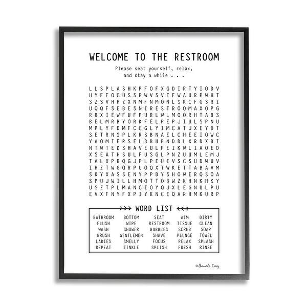 The Stupell Home Decor Black and White Restroom Crossword ...