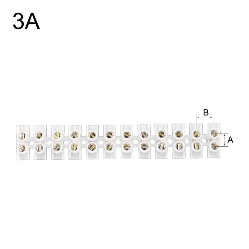 3A 12 Position Double Row Terminal Block Barrier Cable Connector Type U - 3a,type u - White - 3A,TYPE U