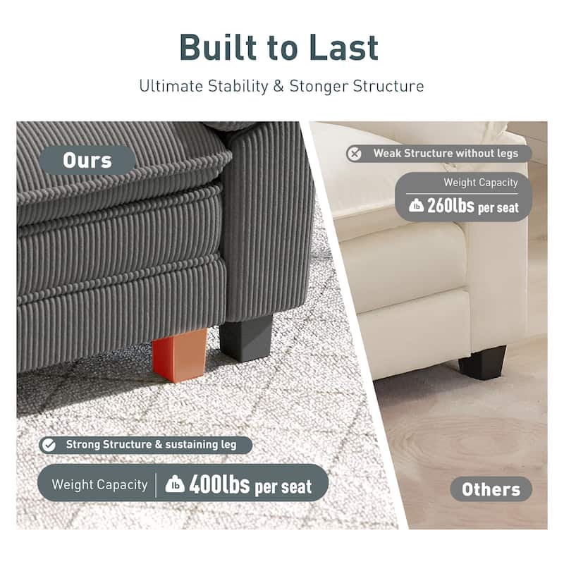 MAISON ARTS Chenille & Corduroy Modular Sectional Sofa Set, Comfy 5/6/7-Seat Living Room Couch with 3-Seater or Loveseat