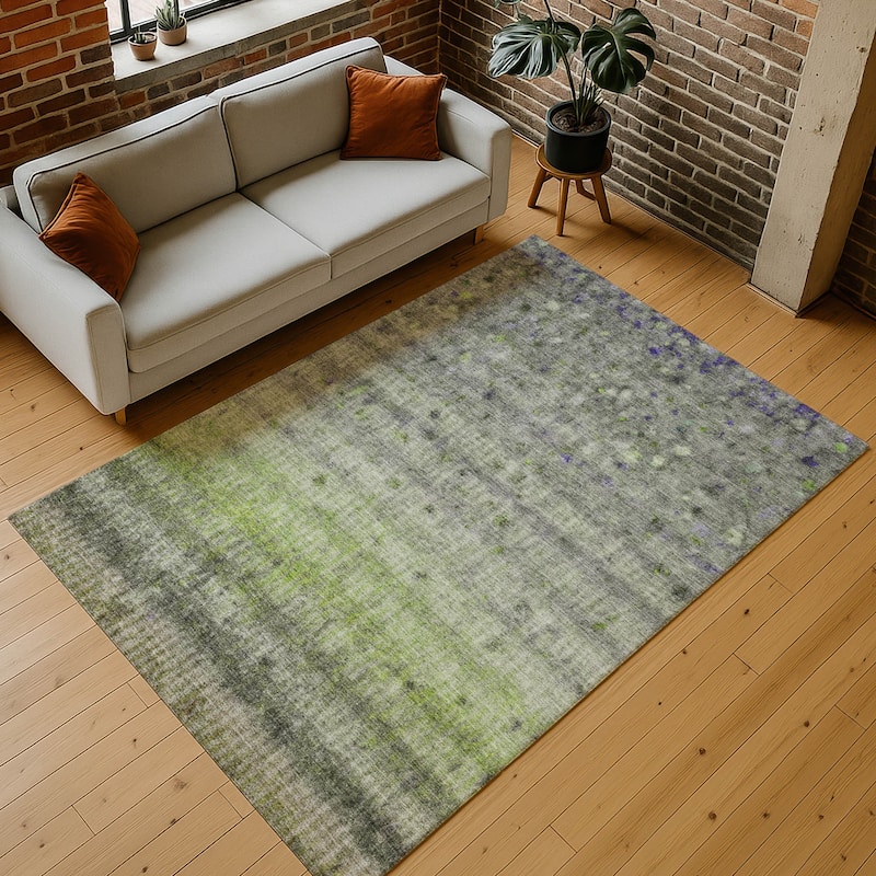 Machine Washable Indoor/ Outdoor Ombre Stripes Chantille Rug