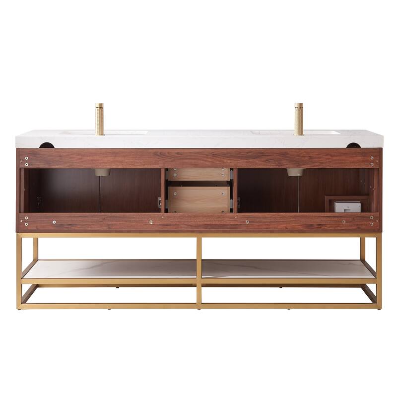 Mahon Double Bath Vanity with Composite Stone Top and Mirror