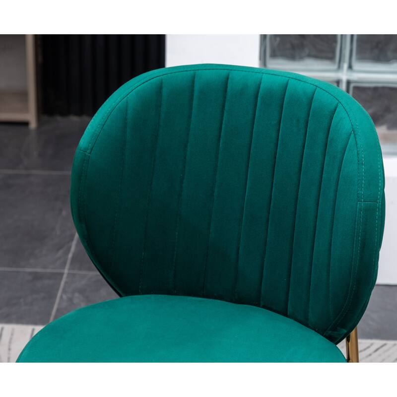 Modern Velvet Dining Chair with Round Cushions, Curved Backrest, Metal Legs for Dining Room Kitchen Living Room Bedroom