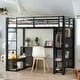 preview thumbnail 2 of 9, 70"High Metal Full Size Loft Bed with MDF Shelves and Open Mesh Wardrobe