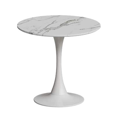 31.4 "round dining table, medieval marble patterned tulip dining table, 2-3 person metal base dining table