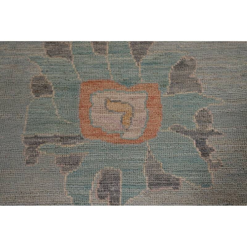 Light Blue Oushak Vegetable Dye Area Rug Hand-Knotted Wool Carpet - 8'11" x 11'8"