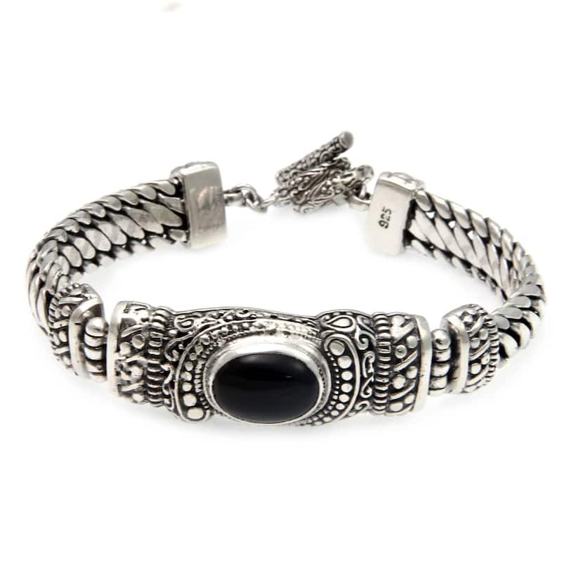 NOVICA Royal Bali, Men's onyx bracelet