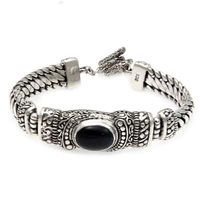 NOVICA Royal Bali, Men's onyx bracelet