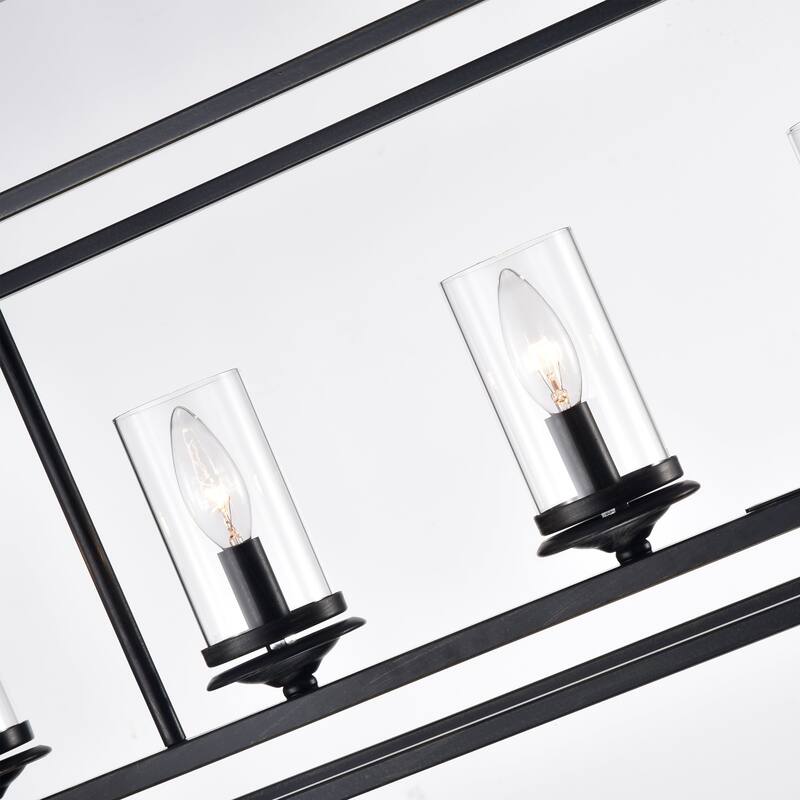 Modern 5-Light Chandelier with Glass Shades - N/A
