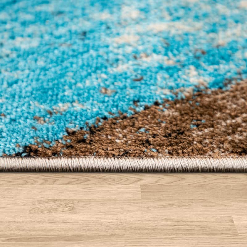 Area Rug for Living Room with Diamond Pattern in Beige Blue Brown