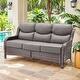preview thumbnail 61 of 101, Outdoor Sofa with 6-Inch Thick Cushions Furniture for Porch Only Sofa - Brwon Wicker Grey Cushion