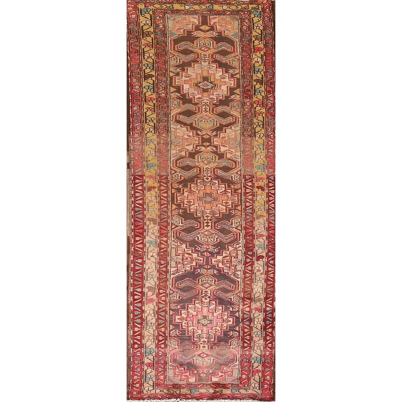 Ardebil Persian Vintage Runner Rug Hand-Knotted Wool Carpet - 2'3" x 9'6"