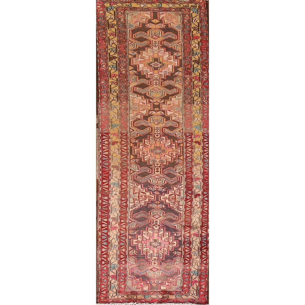 Ardebil Persian Vintage Runner Rug Hand-Knotted Wool Carpet - 2'3" x 9'6"