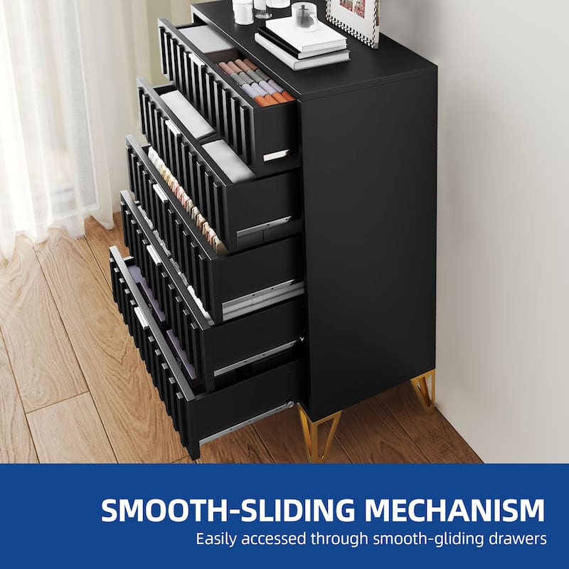 Moasis Black Metal 5 Drawer Dressers & Chests of Drawers