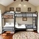 preview thumbnail 2 of 12, Black Detachable Triple Metal Twin Bunk Bed for 4 Kids for Bedroom