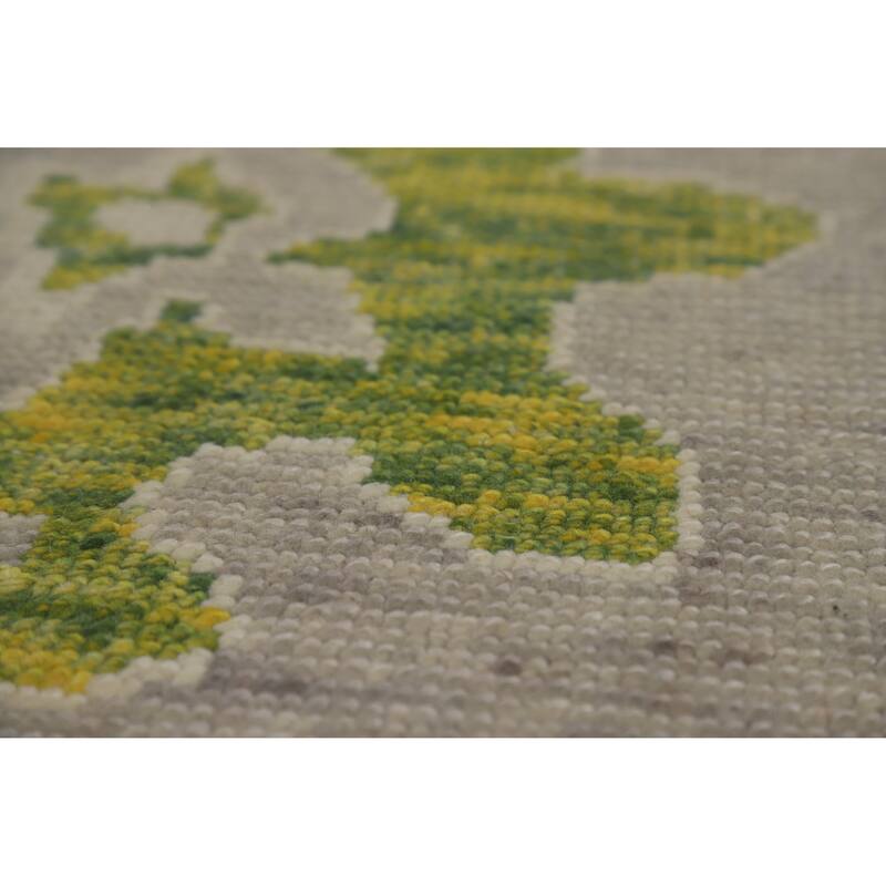 Hand Knotted Oriental 100% Wool Carpet Transitional All-Over Greys & Charcoal Oushak Area Rug - 13' 8'' X 9' 4''