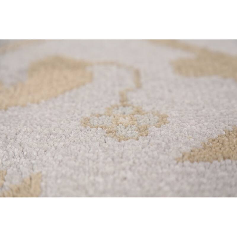 Grey Transitional Oushak Indian Area Rug Handmade Wool Carpet - 8'1"x 9'11"