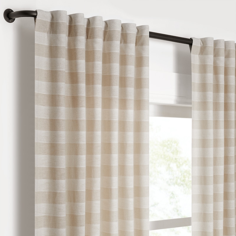 Mercantile Farmhouse Horizontal Stripe Rod Pocket Curtain Panel