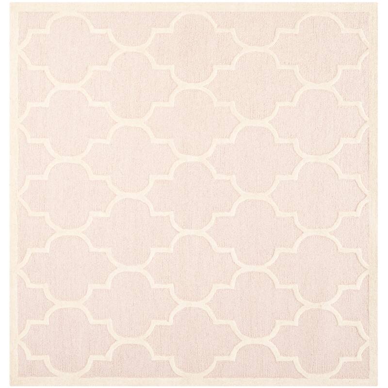 SAFAVIEH Handmade Cambridge Oddny Moroccan Trellis Wool Rug - 6' Square - Light Pink/Ivory