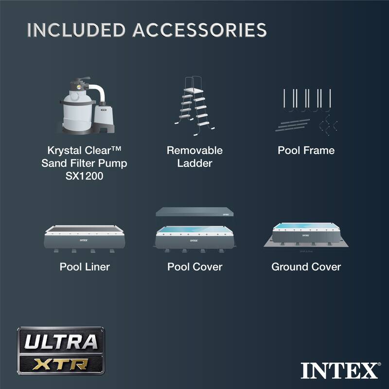 Intex 18ft x 9ft x 52in Ultra XTR Rectangular Pool, Floats (2 Pack), and Cooler