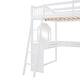 preview thumbnail 11 of 16, Full Size Loft Bed with U-Shaped Desk & Drawers, White Wooden Bedframe with Tri-fold Mirror & Storage Shelves for Student Dorms
