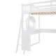 preview thumbnail 40 of 43, Full Wooden Loft Bed with U-shaped Desk, Storage Compartments & Tri-fold Mirror, Space-Saving for Bedroom or Guest Room, Grey