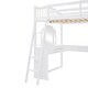 preview thumbnail 10 of 16, White Wooden Full Size Loft Bed with U-shaped Desk,Solid Wood Bed with Tri-fold Mirror and Shelves