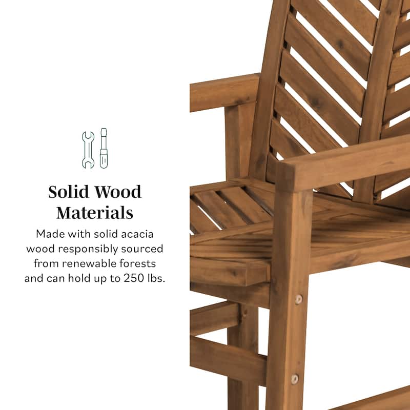 Middlebrook Acacia Wood Chevron Patio Chair (Set of 2)