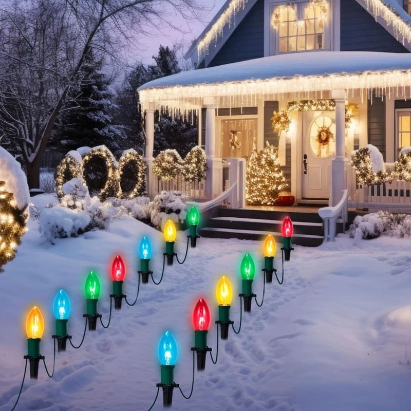 30.75 FT Christmas Pathway Lights Outdoor - Green and Clear