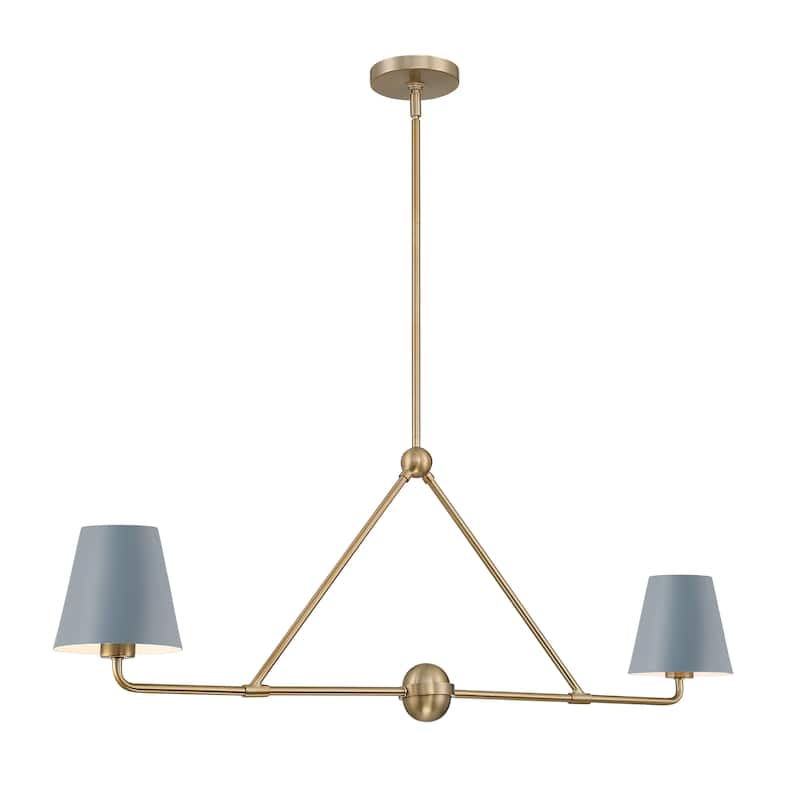 Xavier 2 Light Vibrant Gold and Blue Chandelier - 42"W x 15"H x 6"D