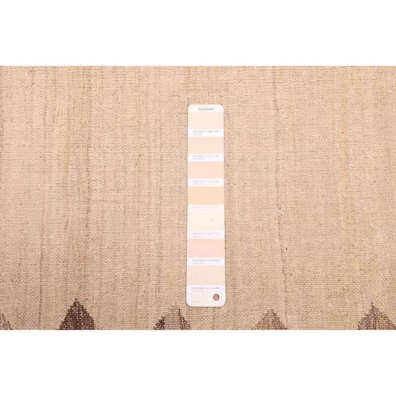 ECARPETGALLERY Flat-Weave Boho Ivory Wool Kilim - 6'3 x 8'8